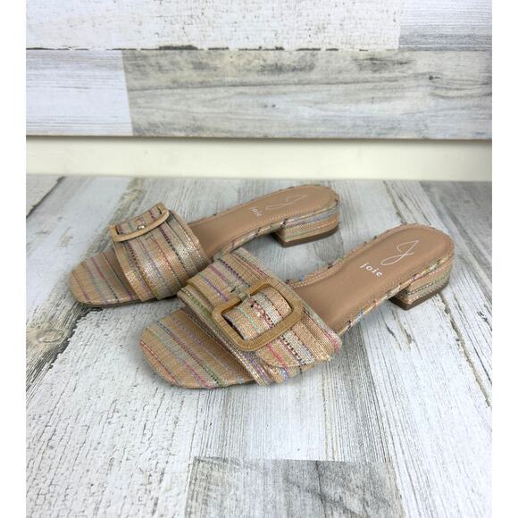 Joie Women’s 7.5 Claire Multicolor Stripe Woven Buckle Flat Sandals Summer - Picture 1 of 8